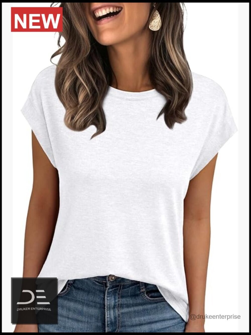 Soft Stretchy Cap Sleeve T-Shirt - Versatile Office Casual Date Wear